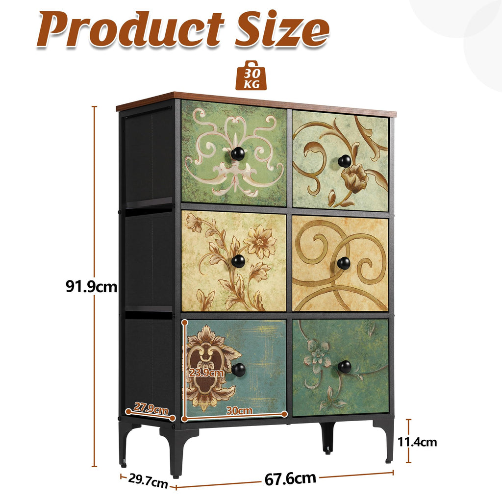 LYNCOHOME 6 Drawer Fabric Dresser – Modern Storage Chest for Bedroom