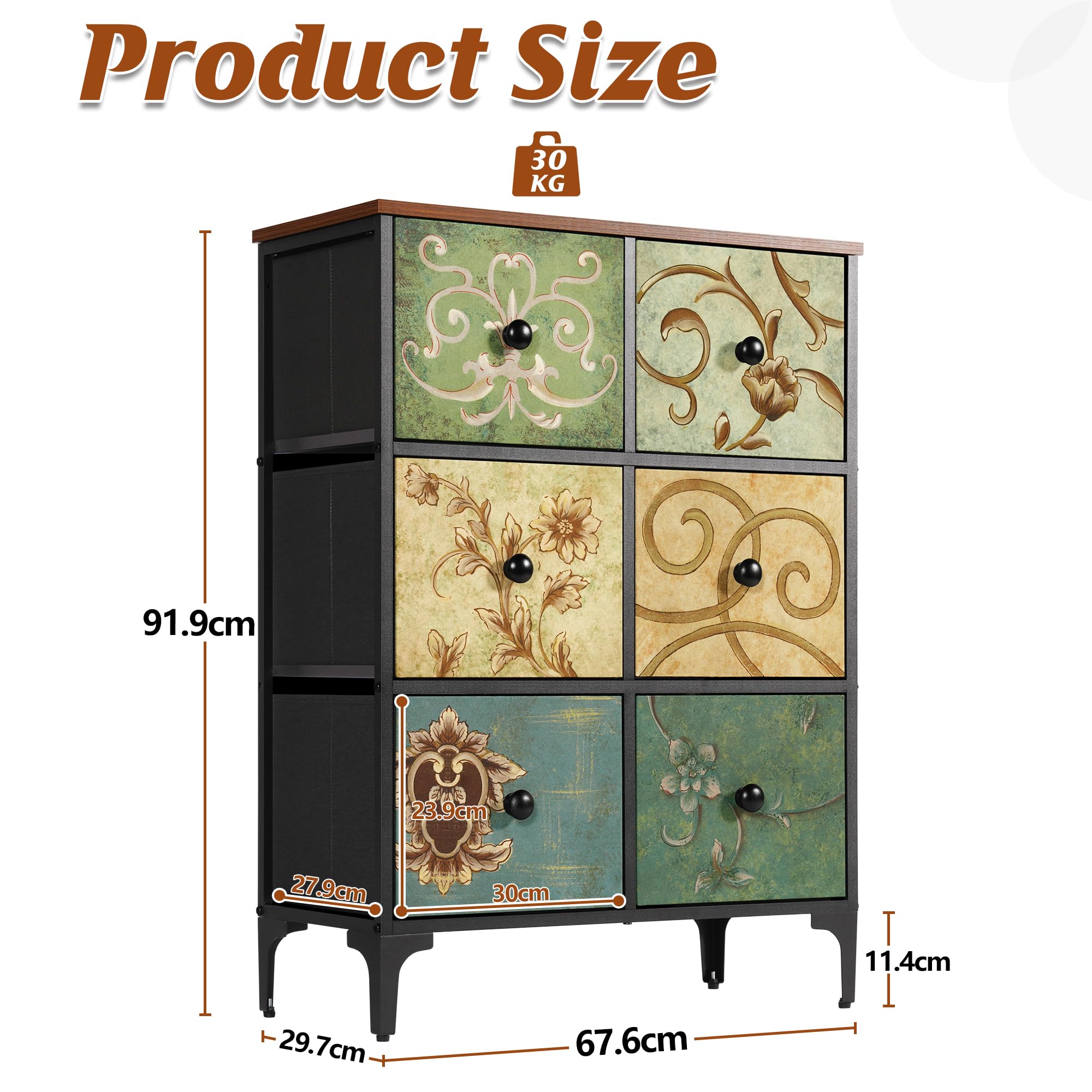 LYNCOHOME 6 Drawer Fabric Dresser – Modern Storage Chest for Bedroom