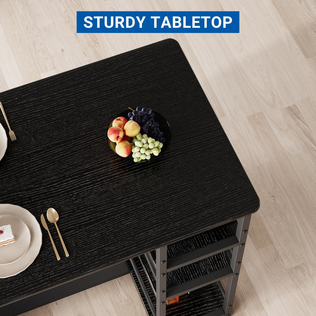 Crevyteg Compact 3-Piece Breakfast Bar Set for Small Spaces - Includes Storage Shelf Table & 2 High-Back PU Leather Stools - image 3