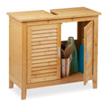Relaxdays Bamboo Under Sink Bathroom Cabinet – 2-Door Wooden Storage