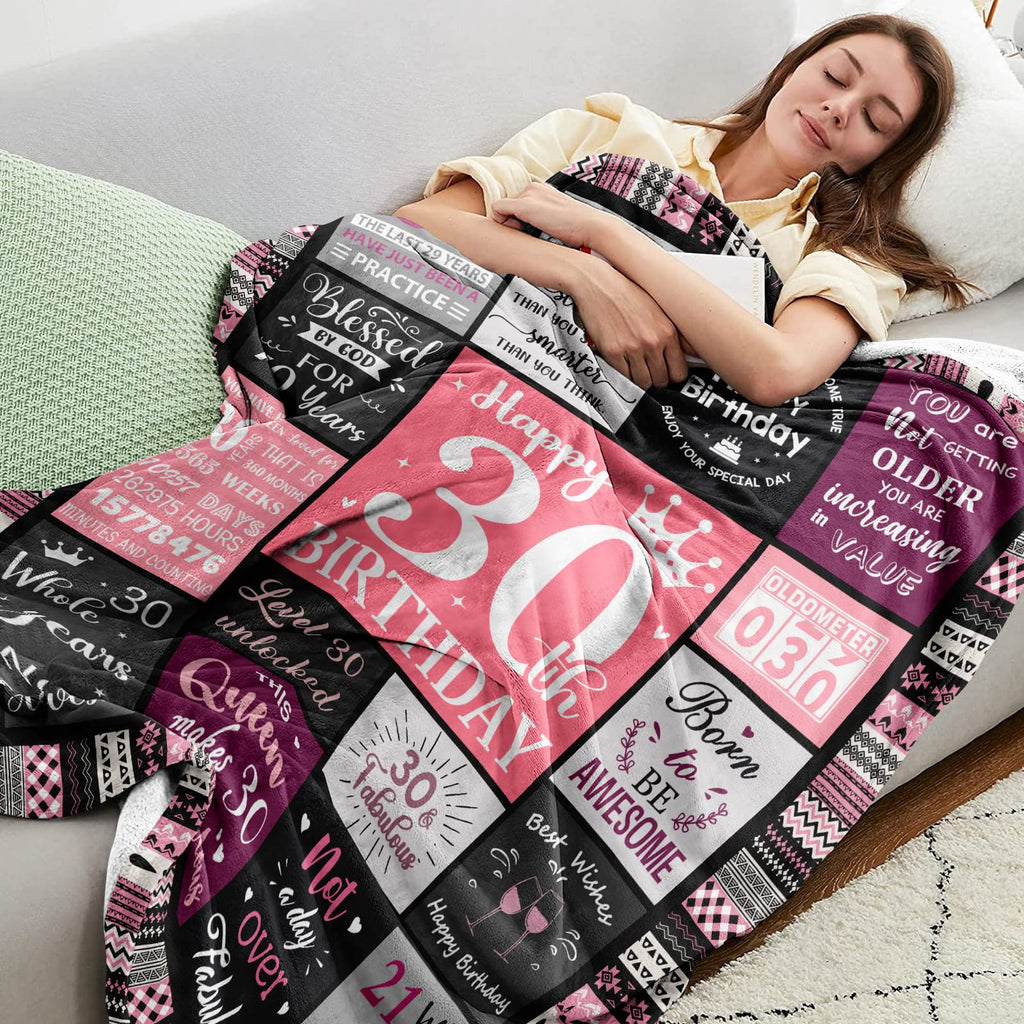 Jolof Store 30th Birthday Blanket for Women – 60x80 Plush Flannel Throw