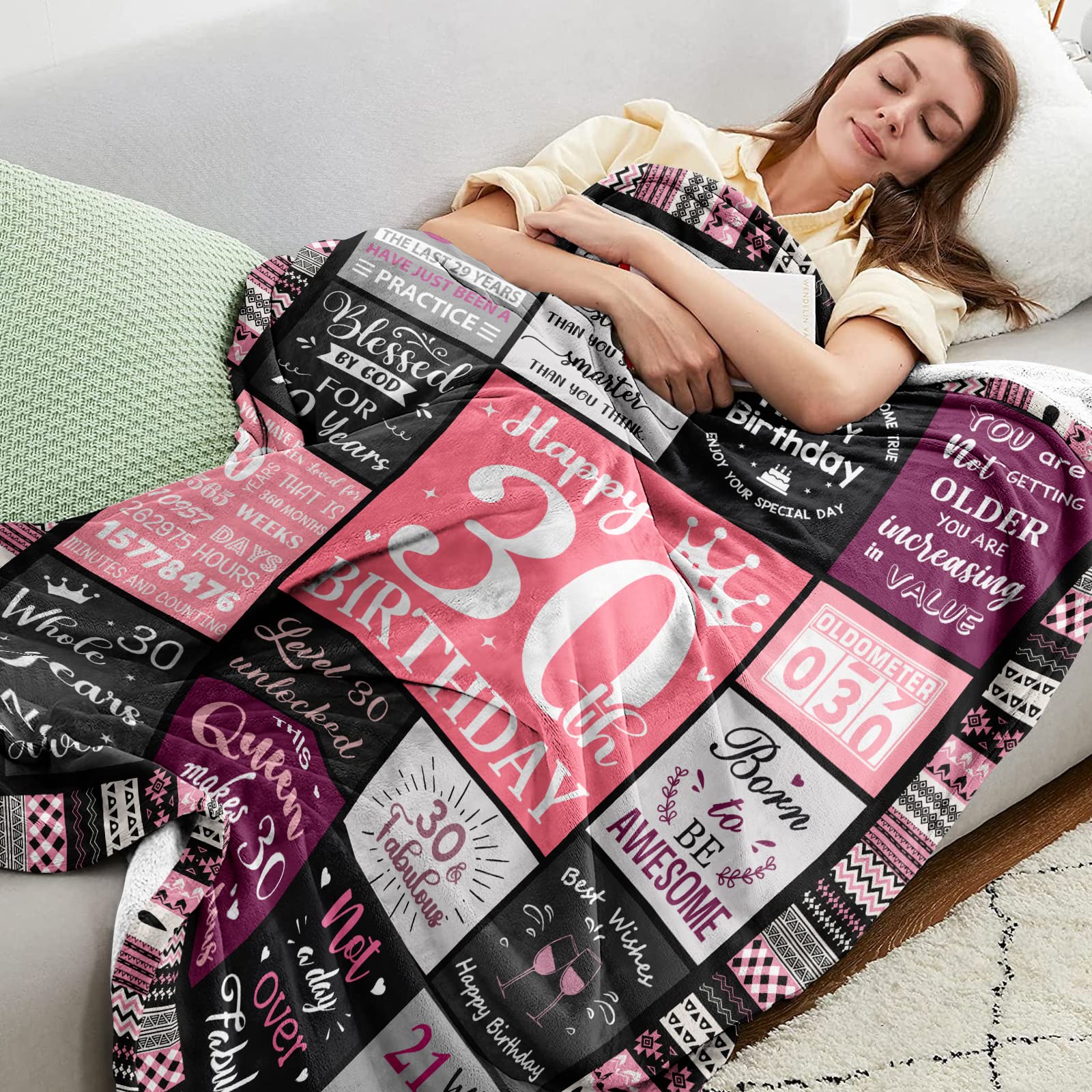 Jolof Store 30th Birthday Blanket for Women – 60x80 Plush Flannel Throw