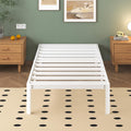 Lutown-Teen Small Single Metal Bed Frame – Heavy Duty with Storage, White