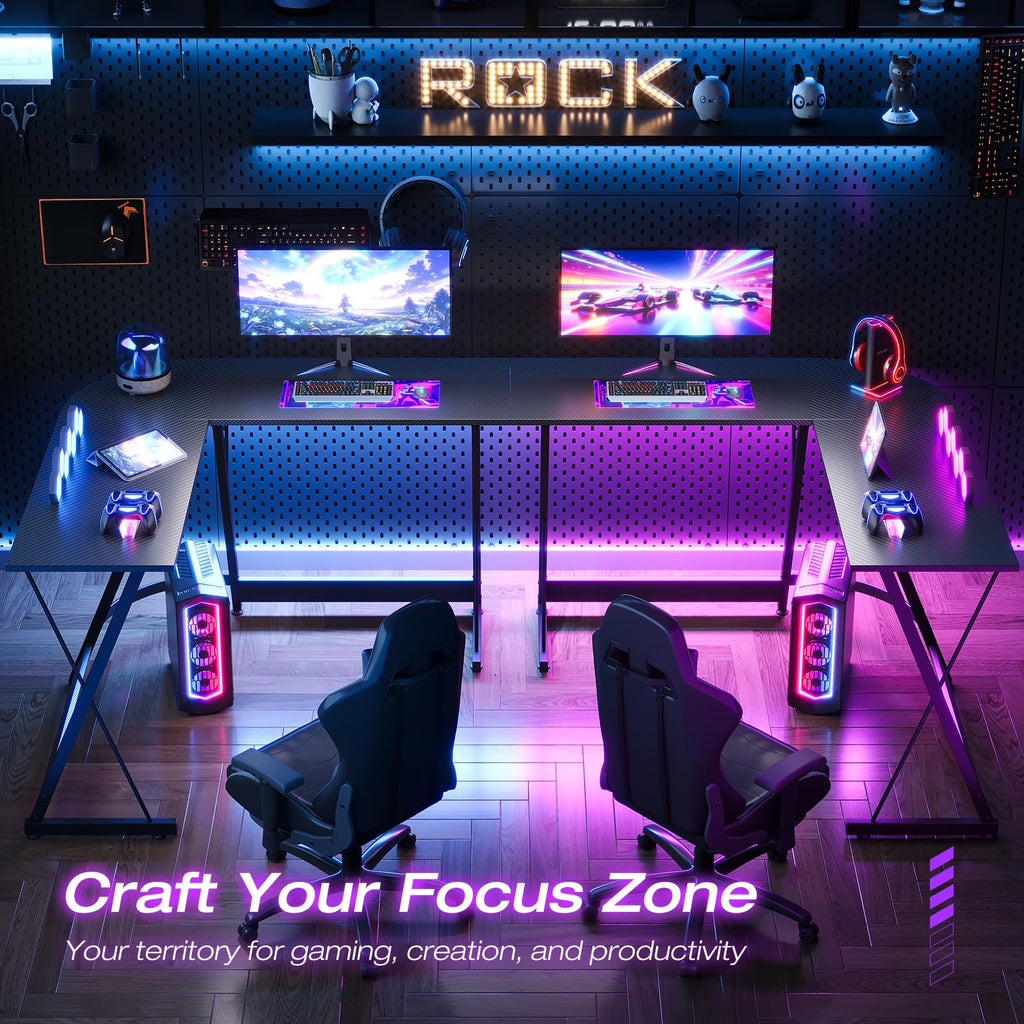 ODK L Shaped Gaming Desk,120×120 cm, Carbon Fiber Black - image 5