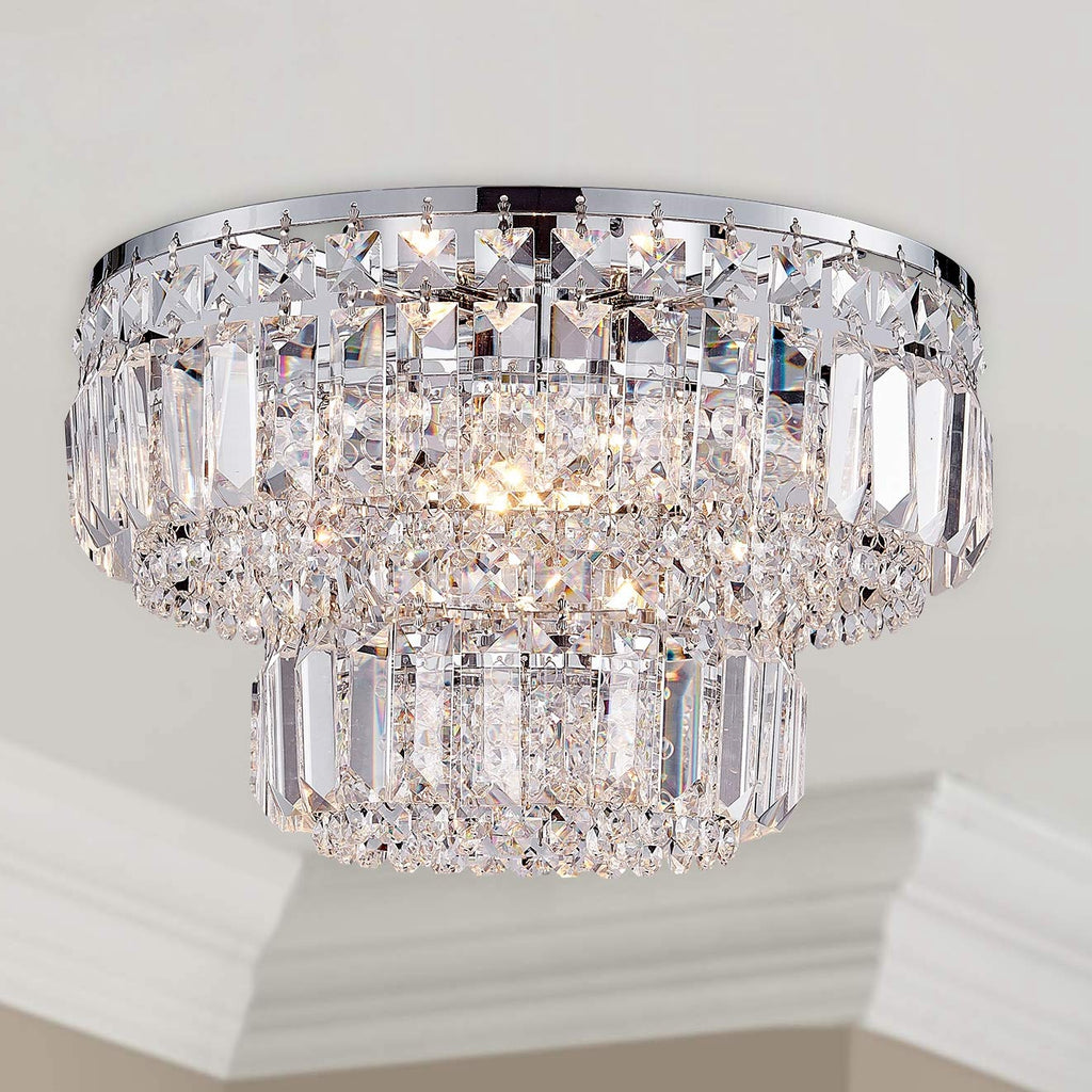 Bestier Modern Chrome Crystal Flush Mount Chandelier – 4-Light LED Fixture