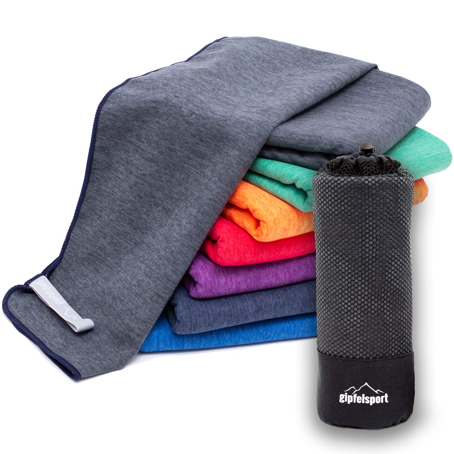 gipfelsport Microfibre Towel – Quick-Dry Sports & Travel Towel, Grey, XXL