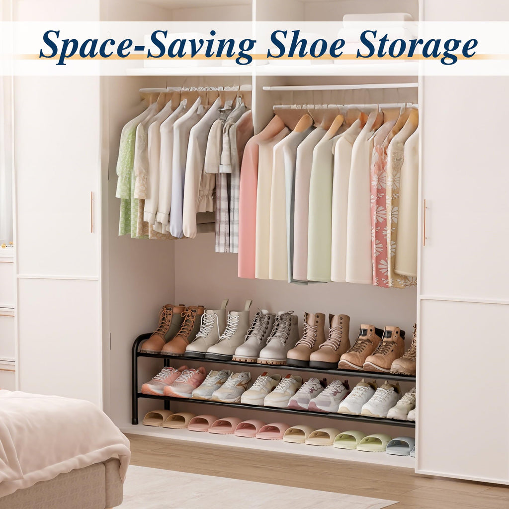ENJOYBASICS 2 Levels Expandable Shoe Rack, Adjustable Metal Shoe Storage - image 2