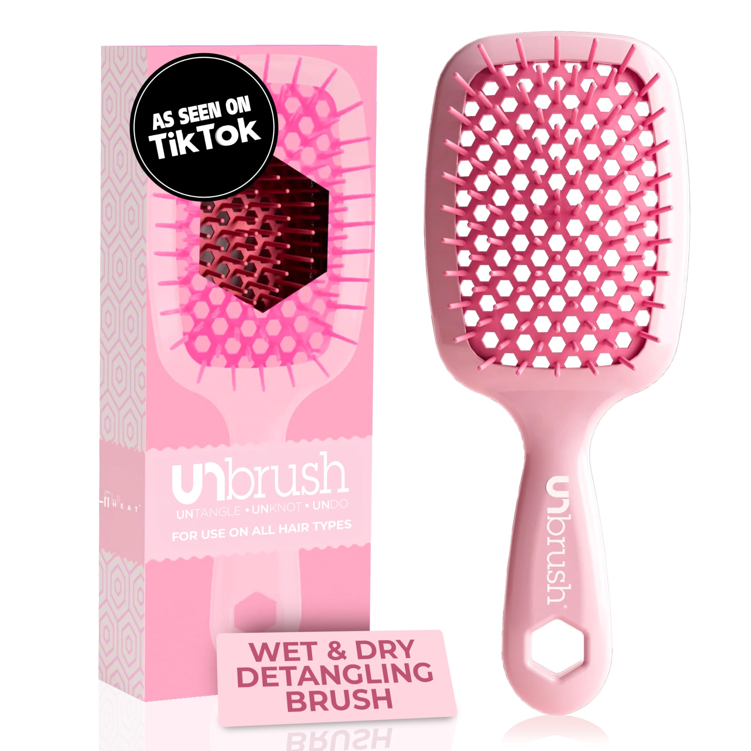 FHI HEAT UNbrush Vented Detangling Hair Brush for Wet & Dry Hair, Peony
