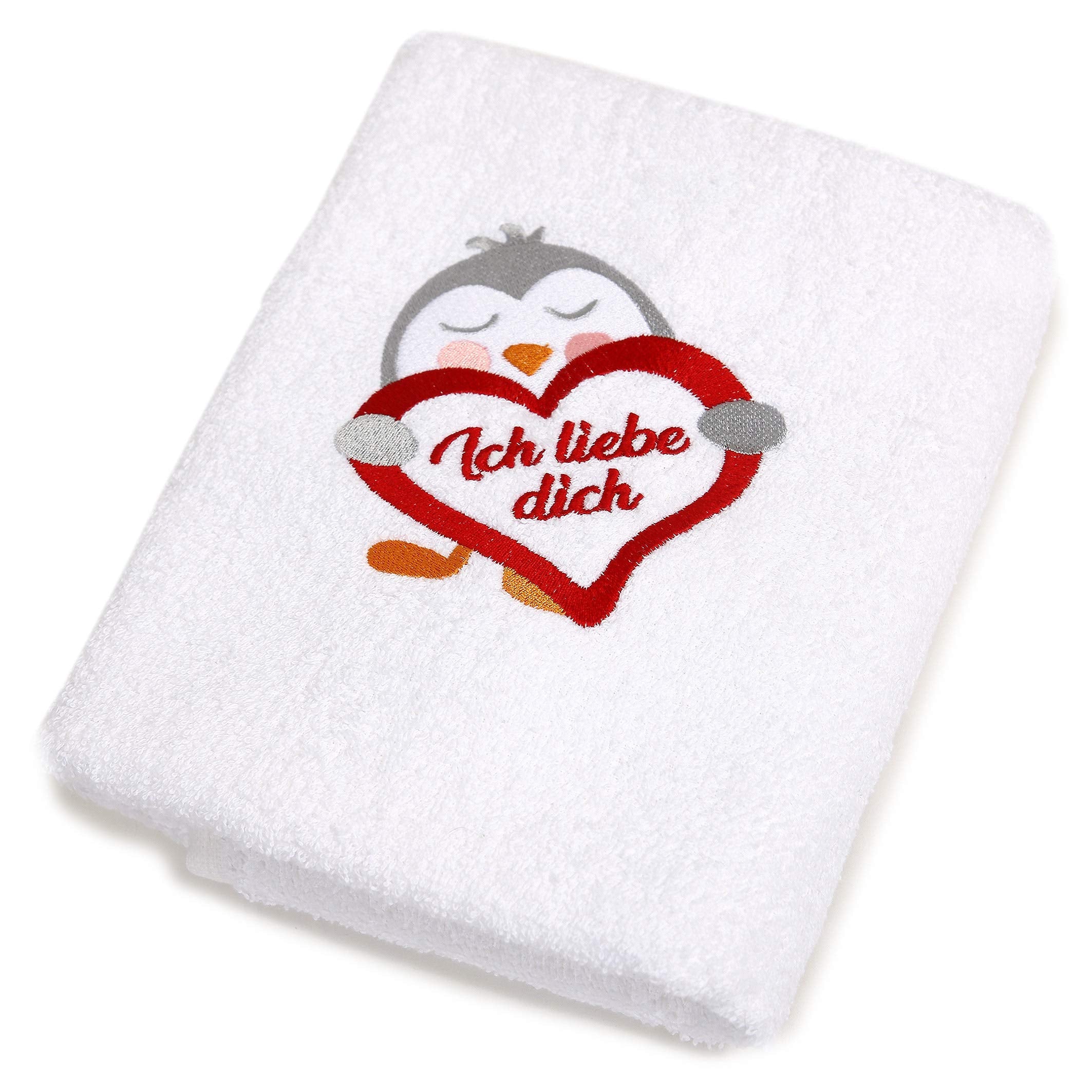 Jolof Store Penguin I Love You Cotton Towel – Romantic White Gift