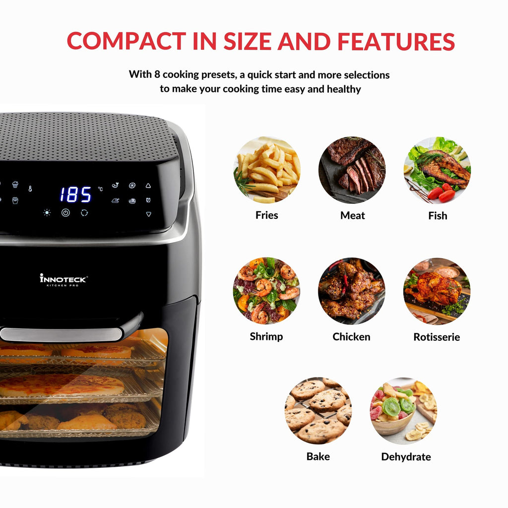 Innoteck Kitchen Pro 12L Digital Air Fryer Oven – 1800W Rotisserie