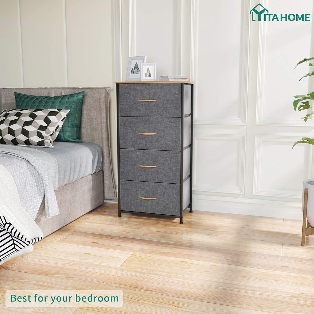 YITAHOME 4-Drawer Fabric Dresser – Modern Storage Chest with Wood Top