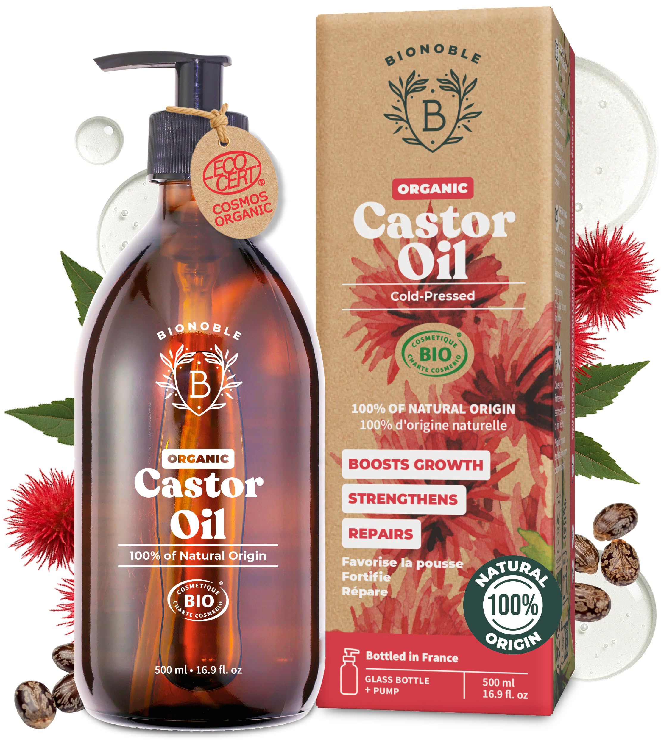 Bionoble Organic Castor Oil – Cold Pressed Hexane Free for Hair & Lashes