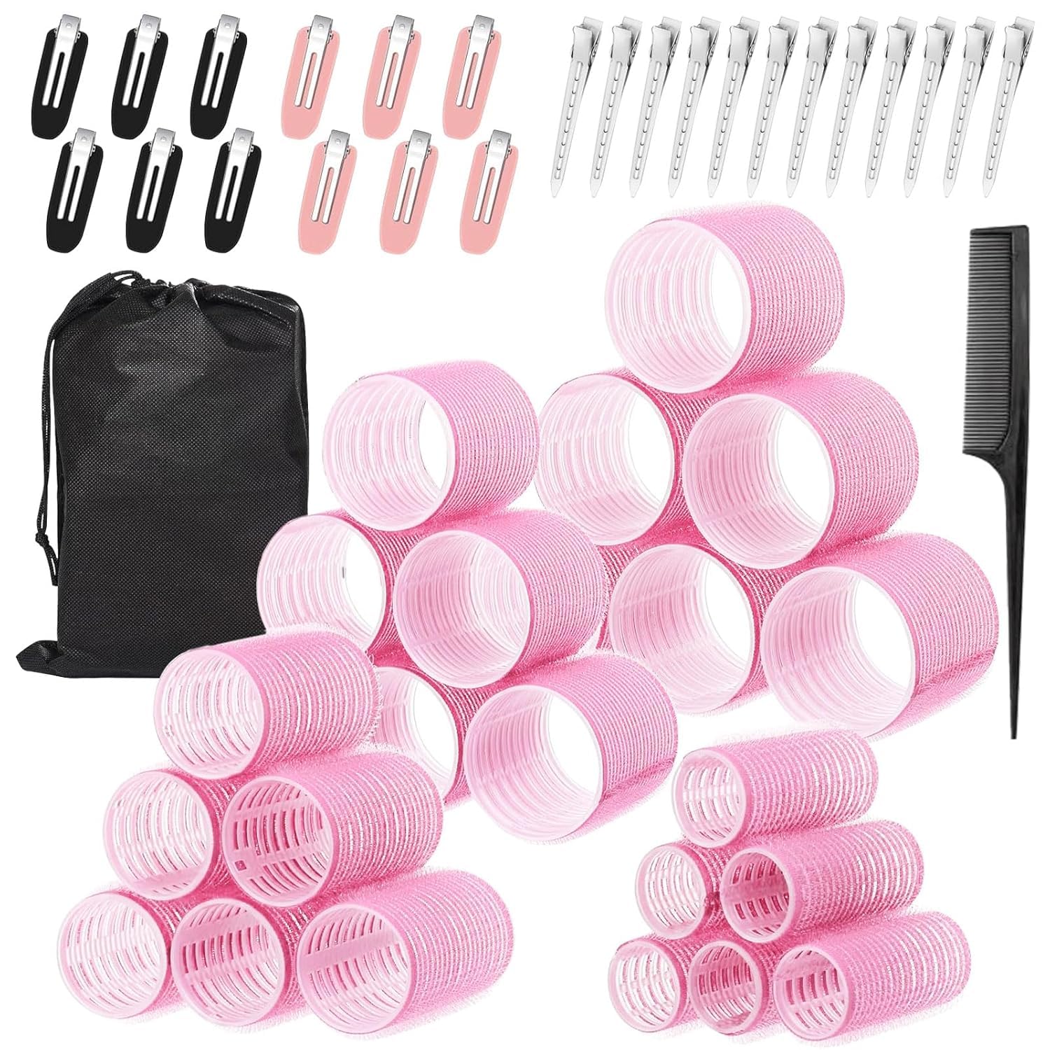 50PCS Hair Rollers with Clips – 4 Sizes for Volume and Curls