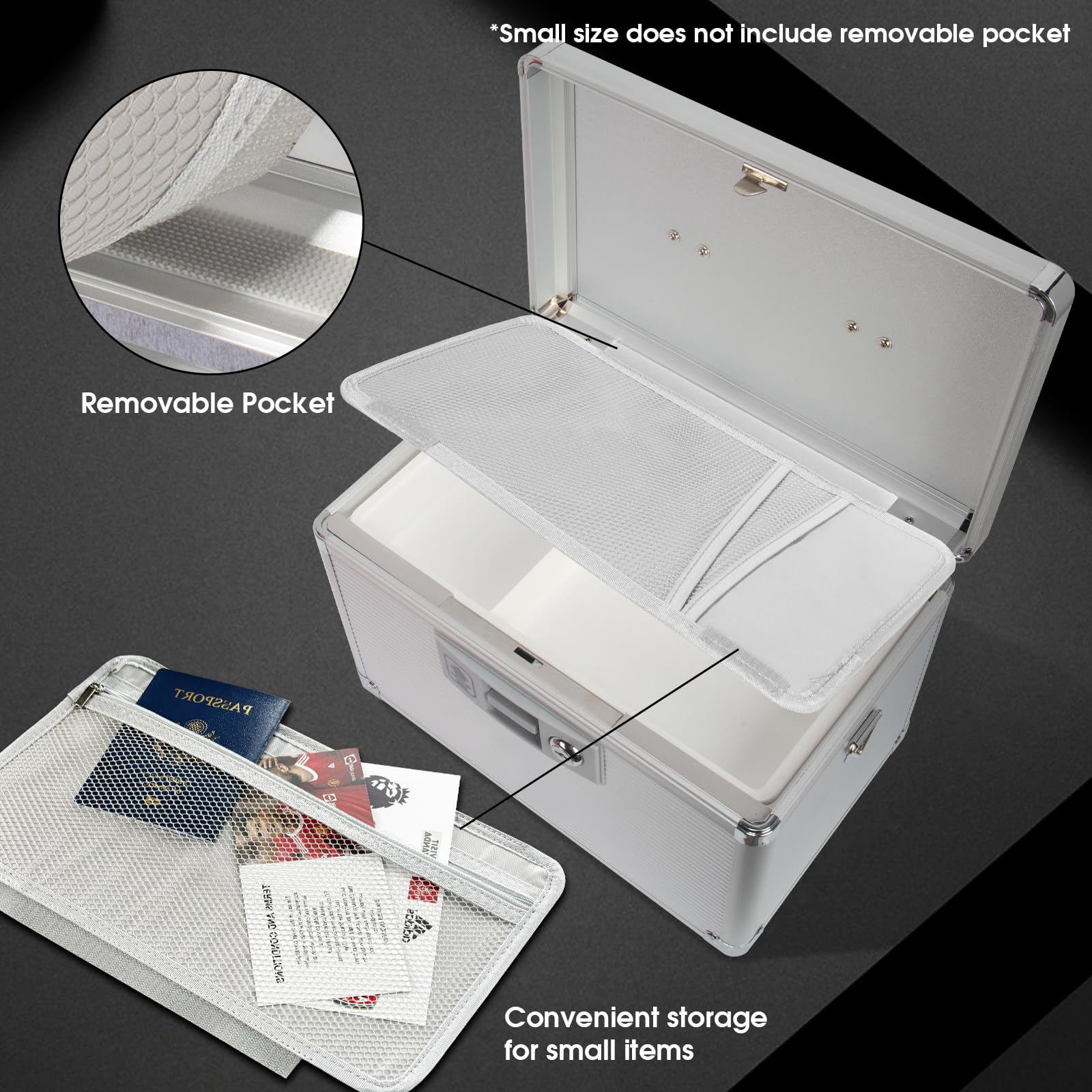 ZORVIDSON Medicine Lock Box – Portable Aluminium First Aid Case, Silver