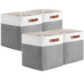Mangata Fabric Storage Cubes - Set of 4 Foldable Baskets, 30cm, Grey White
