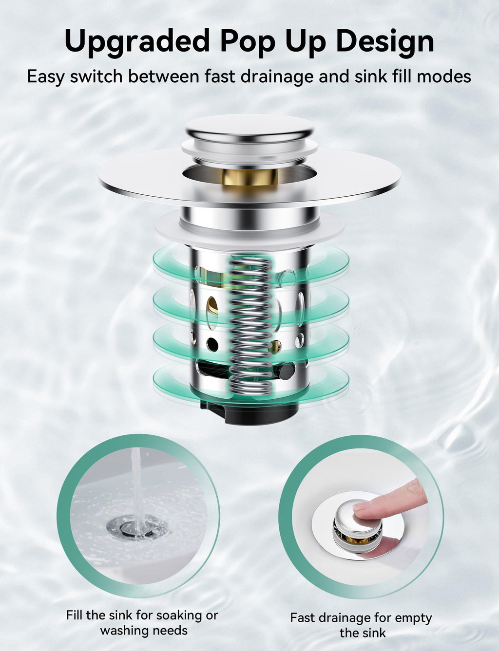 Magichome 2 Pack Bathroom Sink Plug fit for 28-45mm Basin Holes - image 3
