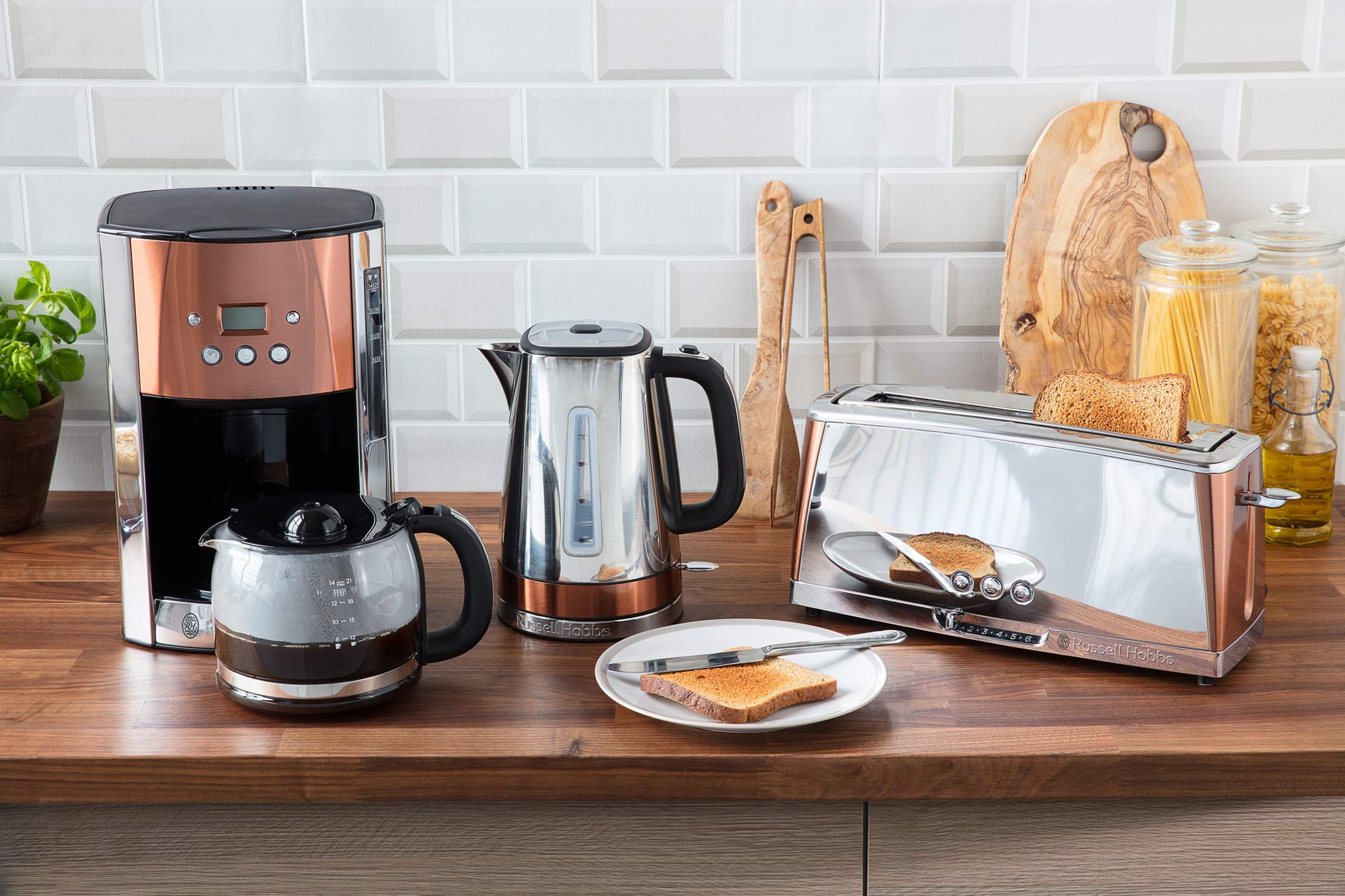 Russell Hobbs Luna 2-Slice Long Slot Toaster – Copper & Stainless Steel