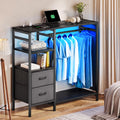 YITAHOME Wardrobe Chest of Drawers with Hanging Rail 120cm Black