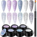 Saviland Reflective Glitter Gel Nail Polish Set | 6 Color Diamond Manicure Kit