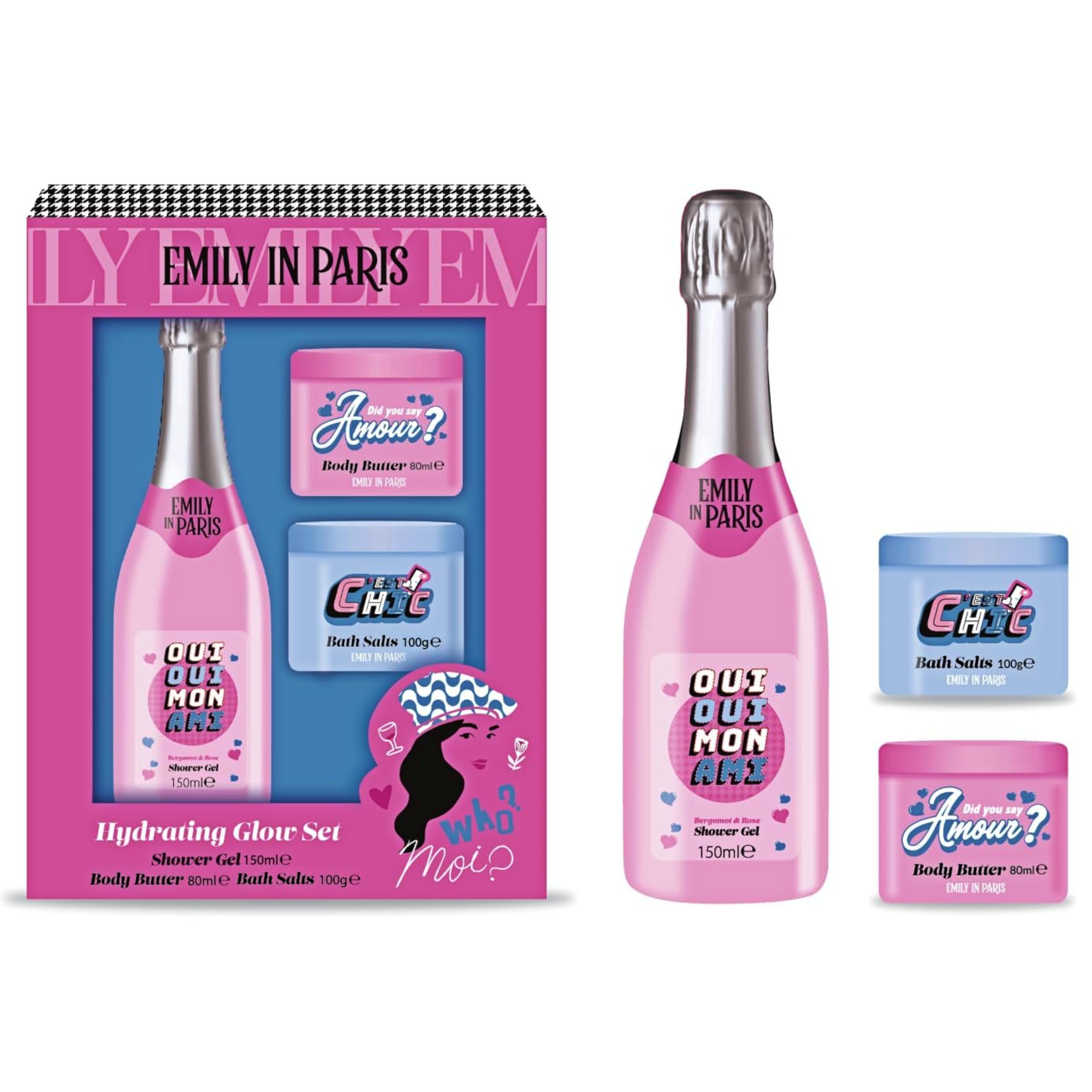 Emily in Paris Bath Set – Shimmer Shower Gel, Body Butter & Bath Salts