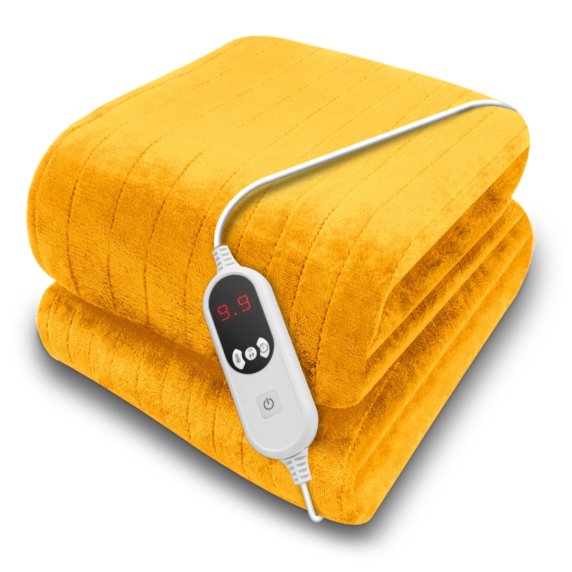Purus Gold Heated Throw Electric Blanket – 160x120cm Soft Micro Fleece
