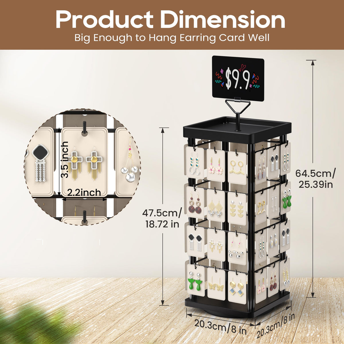 THYGIFTREE Rotating Earring Display for Vendors, Jewelry Display Stand for Selling, Necklace Display Stands Earring Cards for Selling Bracelets - image 2
