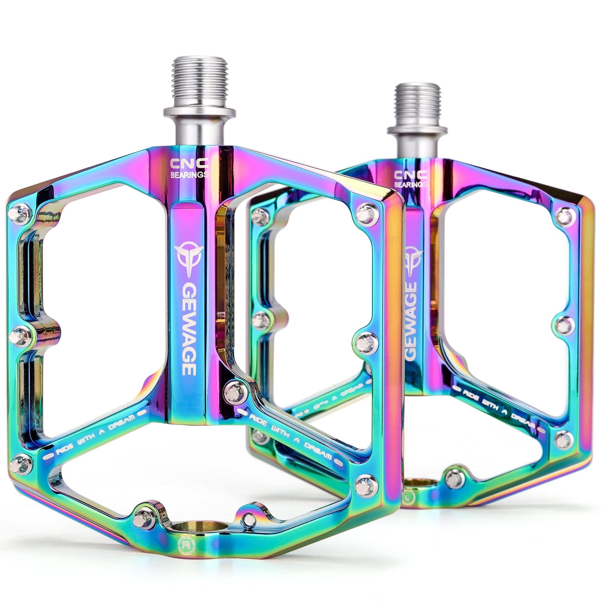 GEWAGE Flat Bike Pedals | CNC Aluminum 3 Sealed Bearings - Colourful