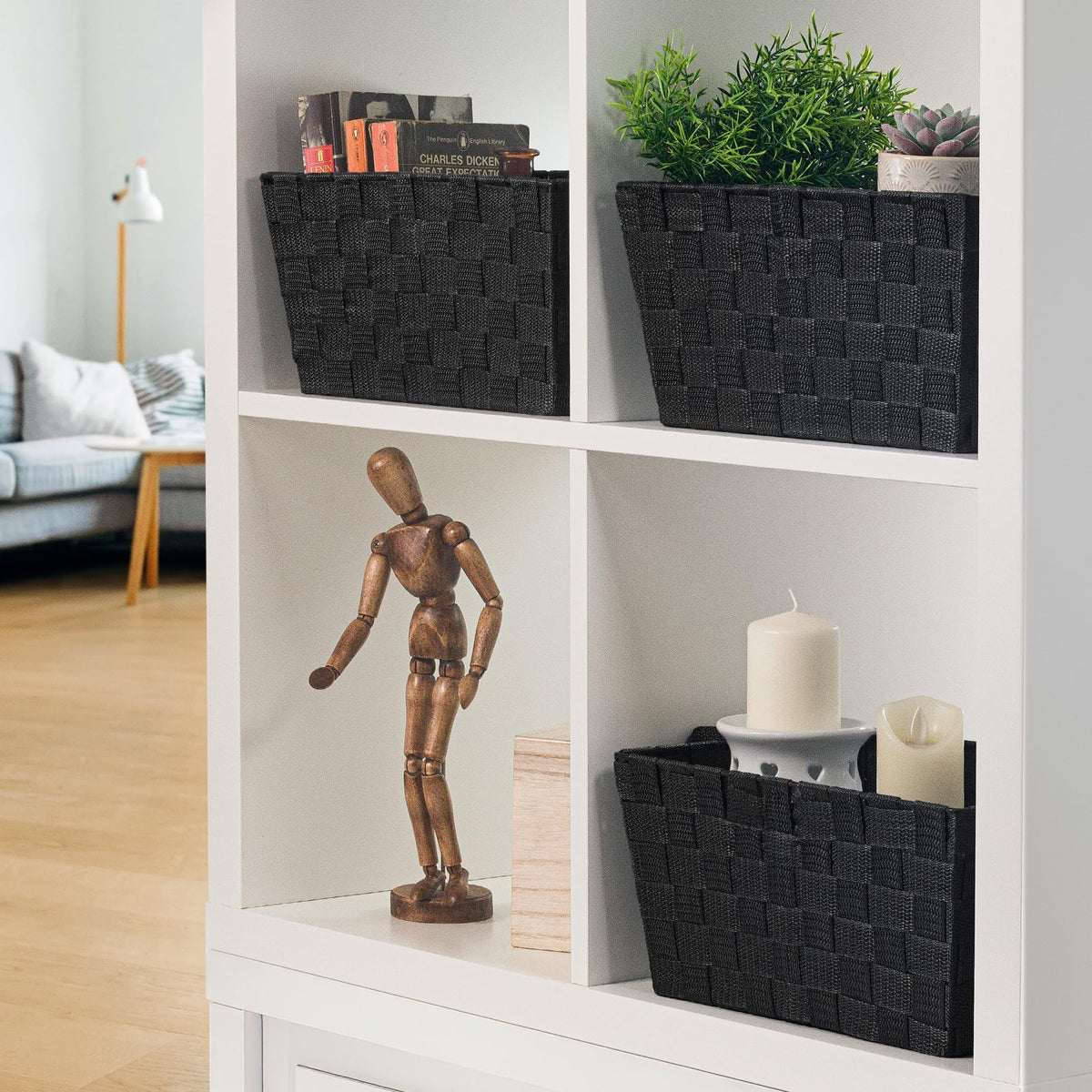 EHC Storage Baskets set of 3, Storage baskets for shelves, Storage Boxes Storage Organiser Hamper Basket, Black - image 2