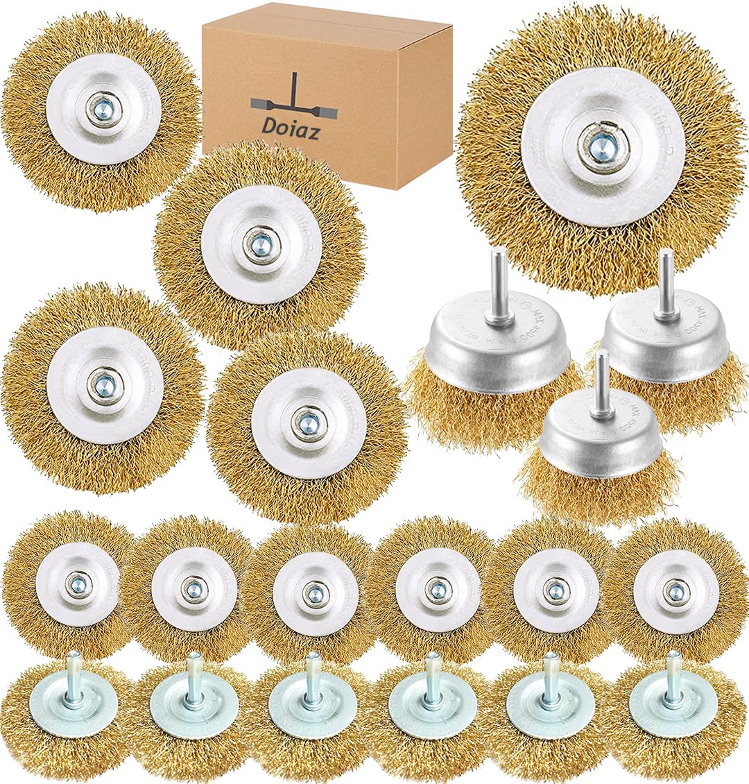 20-Piece Wire Brush Drill Set | 1/4" Arbor Rust Removal