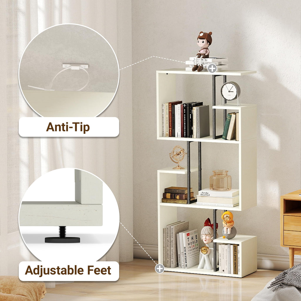 Manora White Bookcase 3 Tier Slim Freestanding Room Divider Shelves - image 3