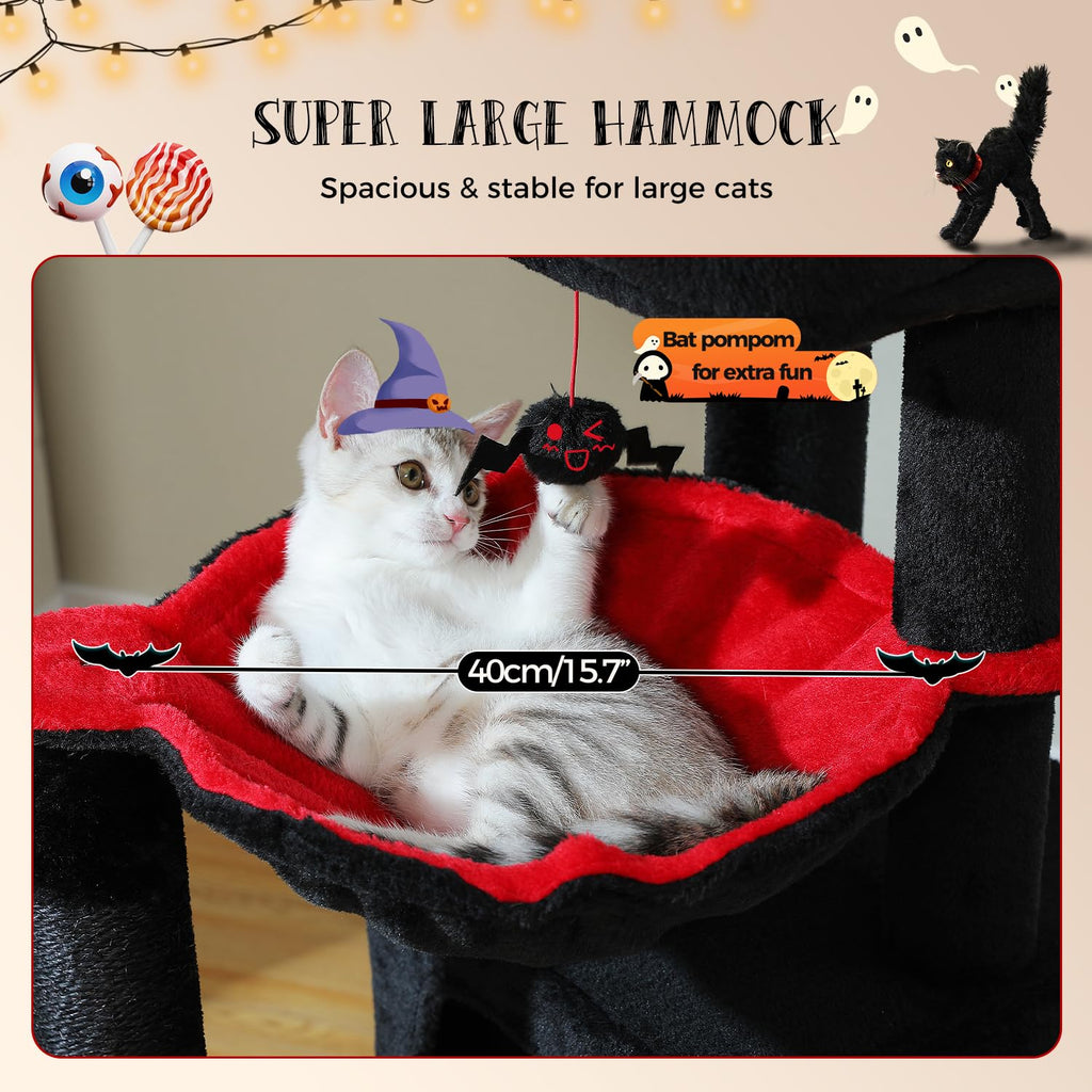 PETEPELA 104cm Cat Tree – Dual Condo Tower with Large Hammock & Perch