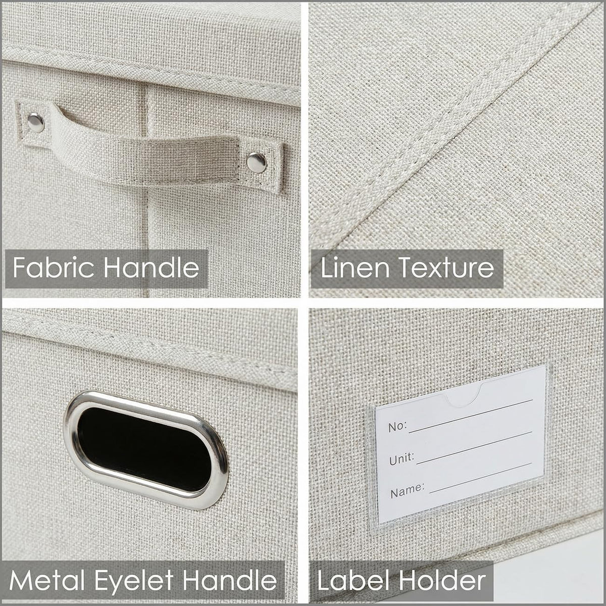 Prandom Storage Boxes with Lids Extra Large,58x40x30cm,Beige1-Pack - image 4