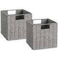 Vagusicc Wicker Storage Basket, Set of 2 Handwoven Wicker Basket for Storage, Foldable Storage Baskets Organizer Bins with Handles for Shelves - image 1