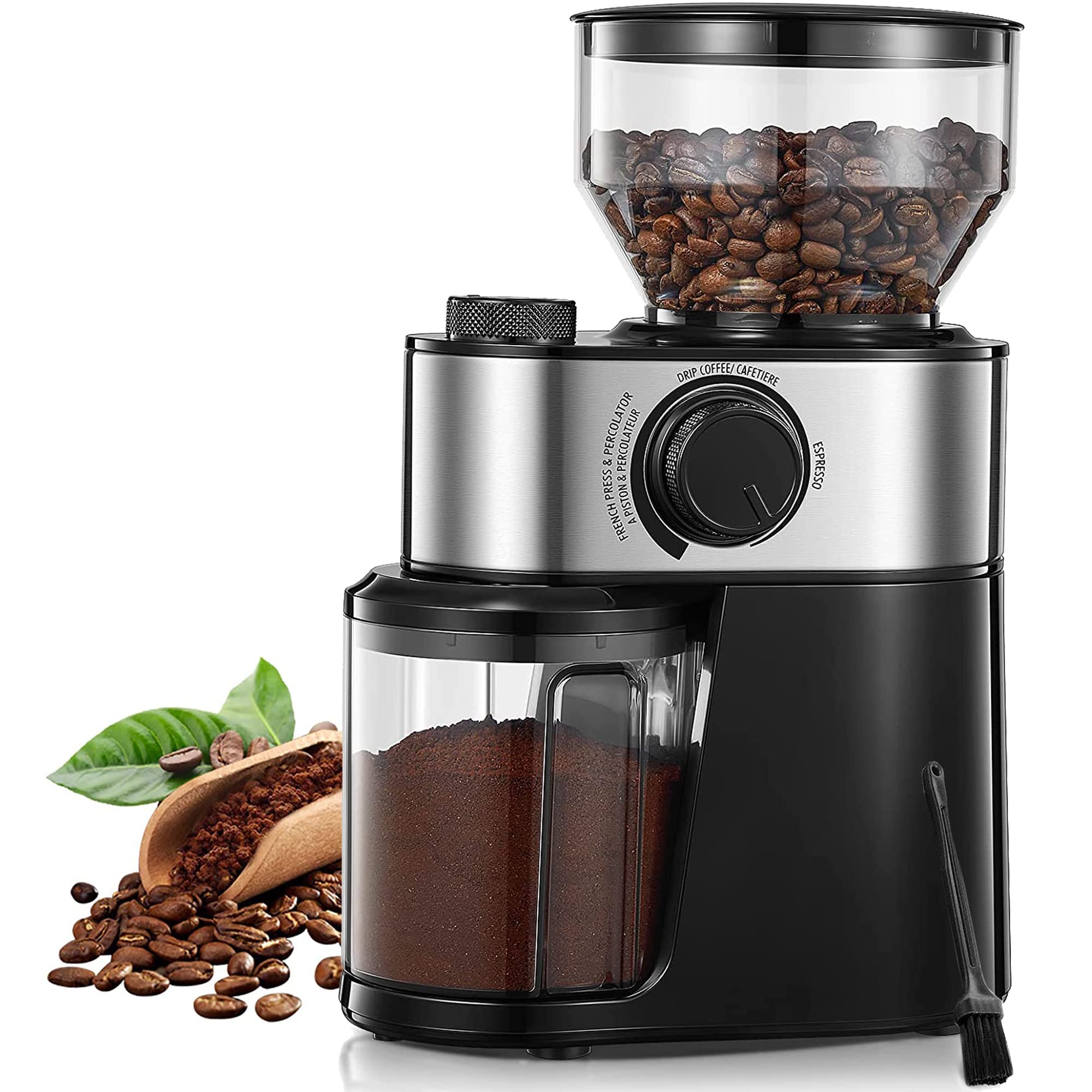 FOHERE Electric Burr Coffee Grinder – 18 Settings for Drip & French Press