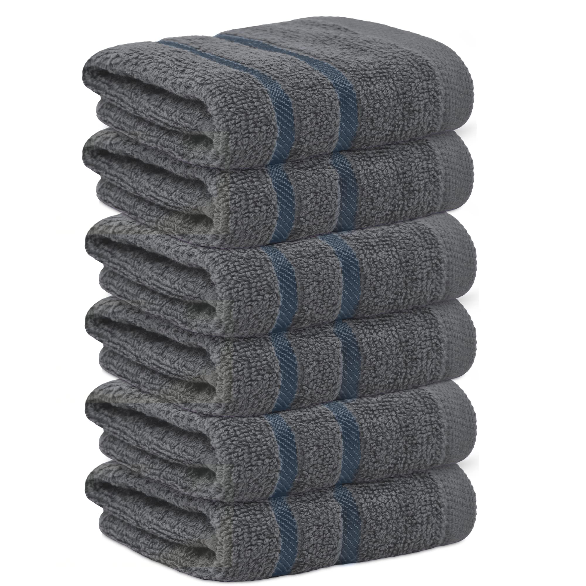 Towelogy Cotton Face Cloths – 6 Pack Soft Charcoal Washcloths 33x33cm