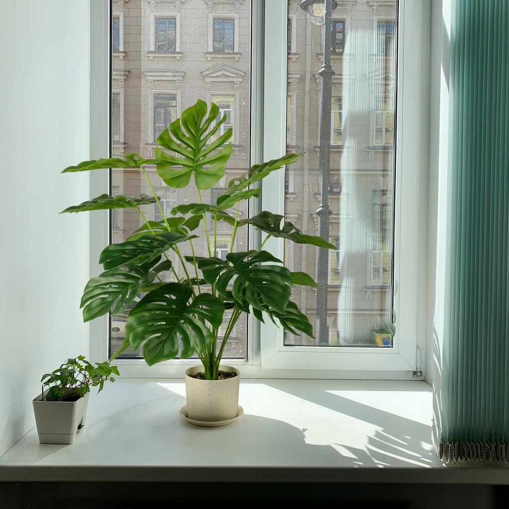 28" Artificial Monstera Palm Tree - 2 Pack Faux Silk Plants