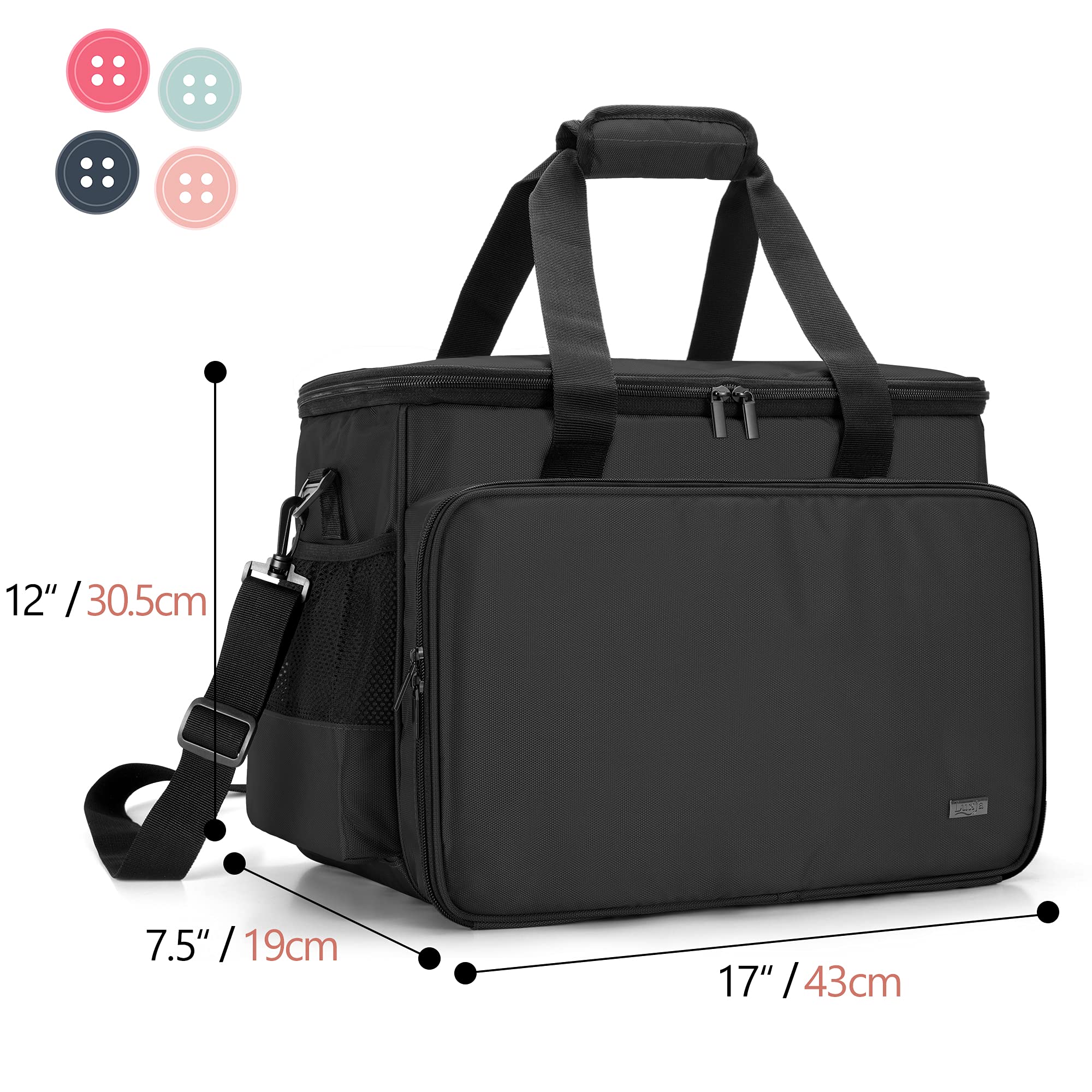 Luxja Sewing Machine Bag – Padded Carrying Case with Pockets, Black