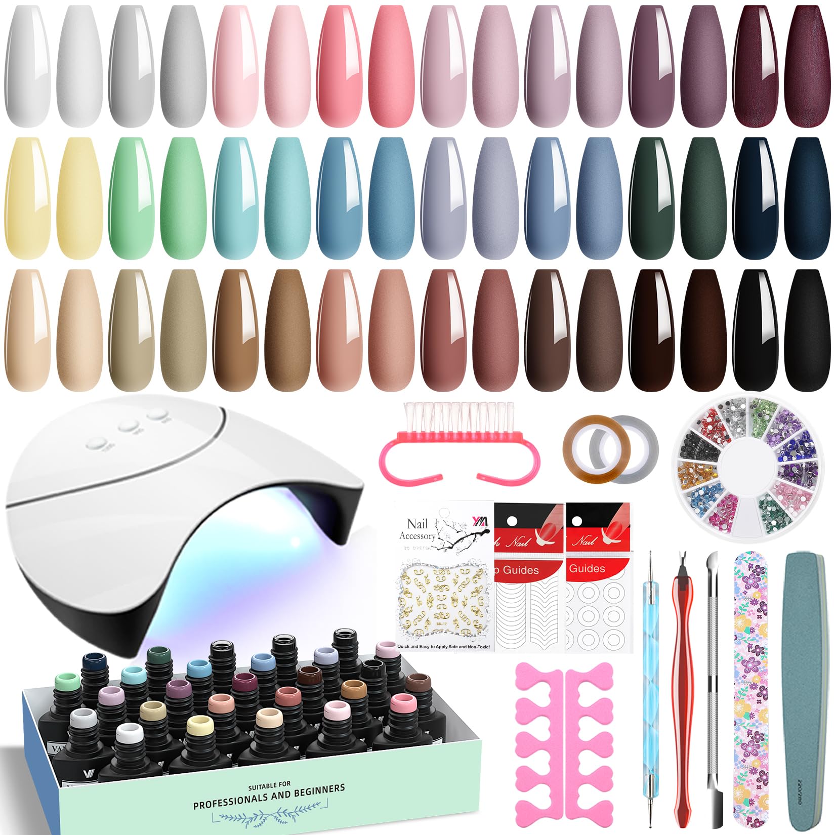 VANREESA Gel Nail Kit – 24 Colors Polish Set with 36W UV Lamp Starter Kit