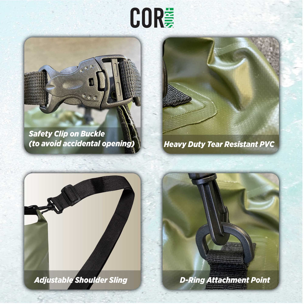 COR Surf Waterproof Dry Bag Set | 3L, 5L, 10L Floating Tarpaulin Sacks