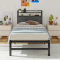 ARFARLY Single Bed Frame 90x200cm – Metal Storage Bed with Headboard