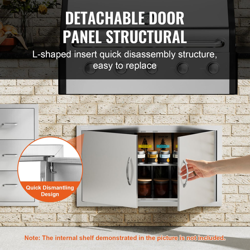 VEVOR 34x19 Inch BBQ Access Door | Stainless Steel Double Kitchen Door