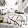 Appletree Leda-100 King Duvet Cover Set | 100% Cotton Grey & Ochre