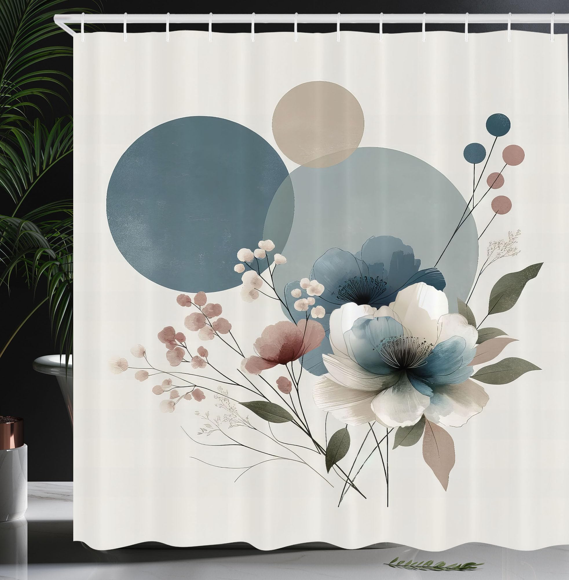 Abakuhaus Monstera Floral Shower Curtain | Waterproof Fabric, 175x200cm