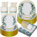 Jolof Store Sage Green Paper Tableware Set | 125PCS Eucalyptus Plates
