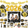 HOWAF 2026 New Years Eve Party Decorations – Black & Gold NYE Balloon Kit