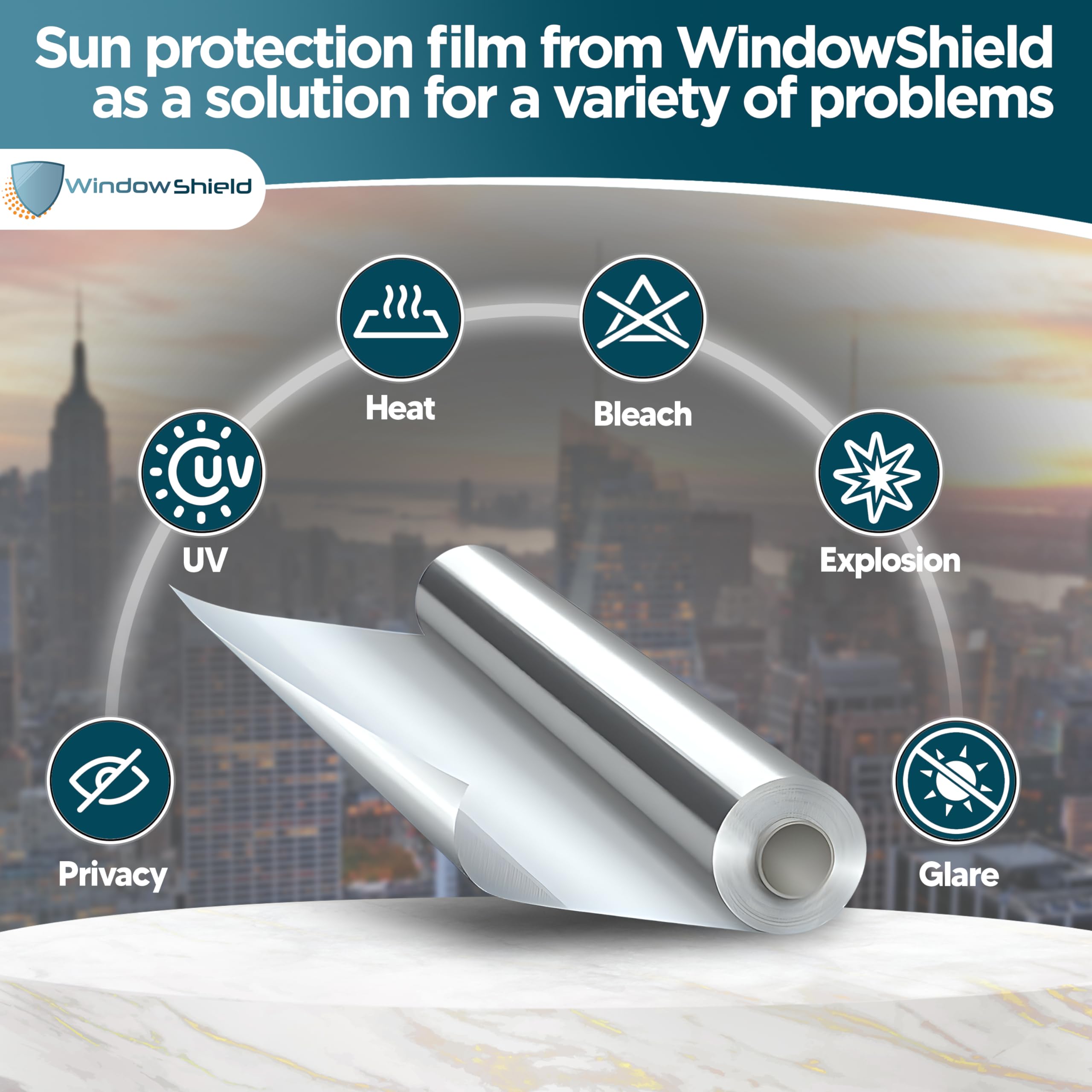 WindowShield One Way Mirror Privacy Film – Heat Control & UV Blocking Silver