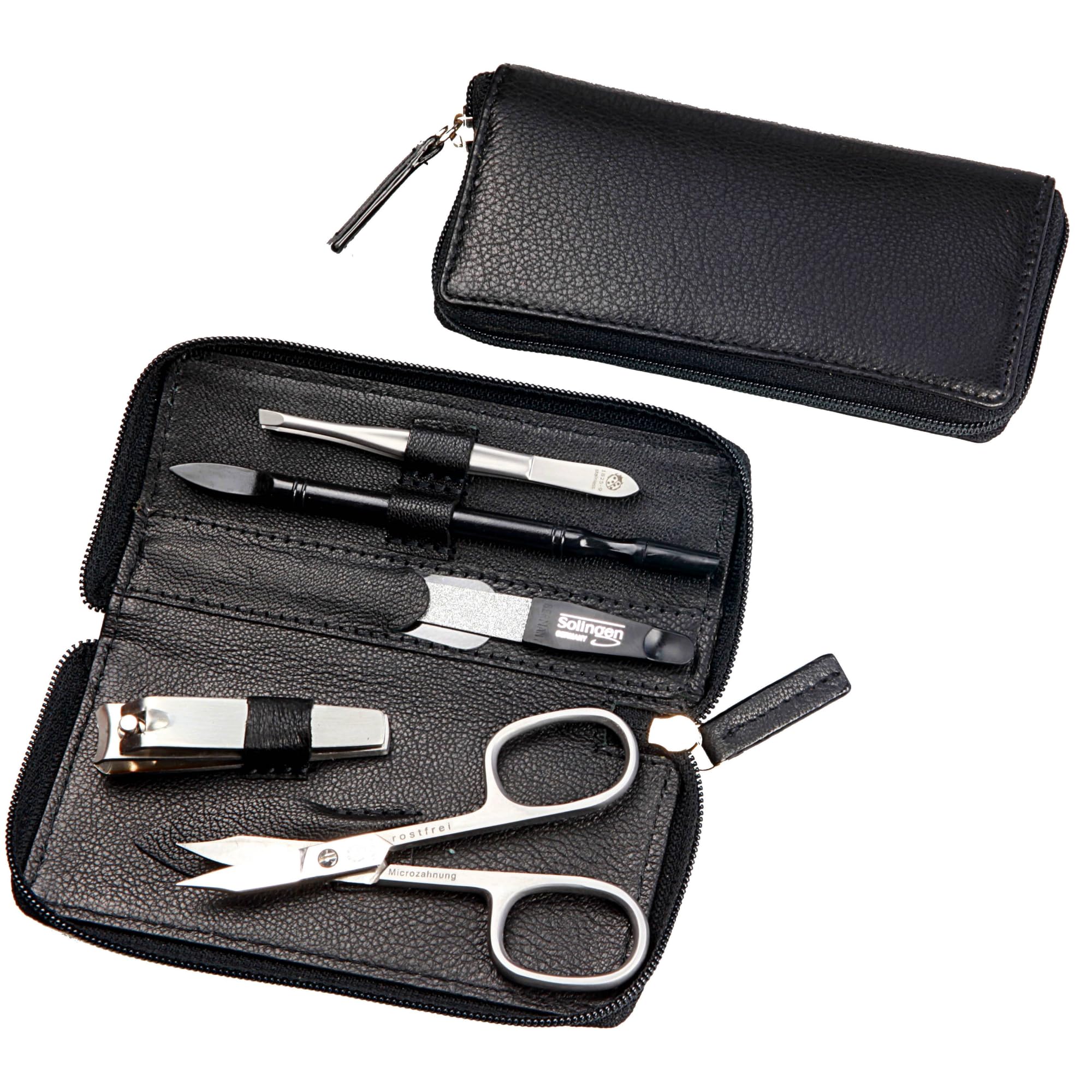 Hans Kniebes 5-Piece Manicure Set | Stainless Steel & Nappa Leather