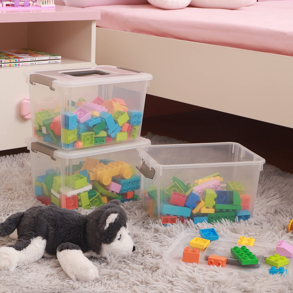 Citylife 8-Pack 5L Clear Plastic Storage Boxes with Lids and Handles