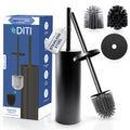 DITI Silicone Toilet Brush Set – Black Stainless Steel with 2 Brush Heads