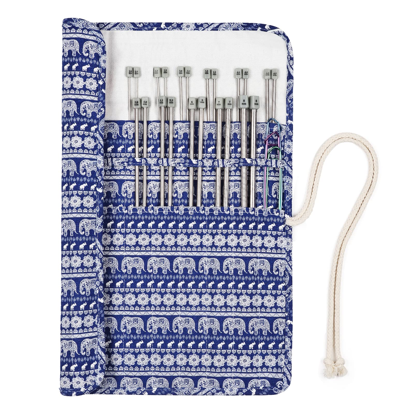 Aeelike 22PCS Stainless Steel Knitting Needles Set with Case - 35cm Long